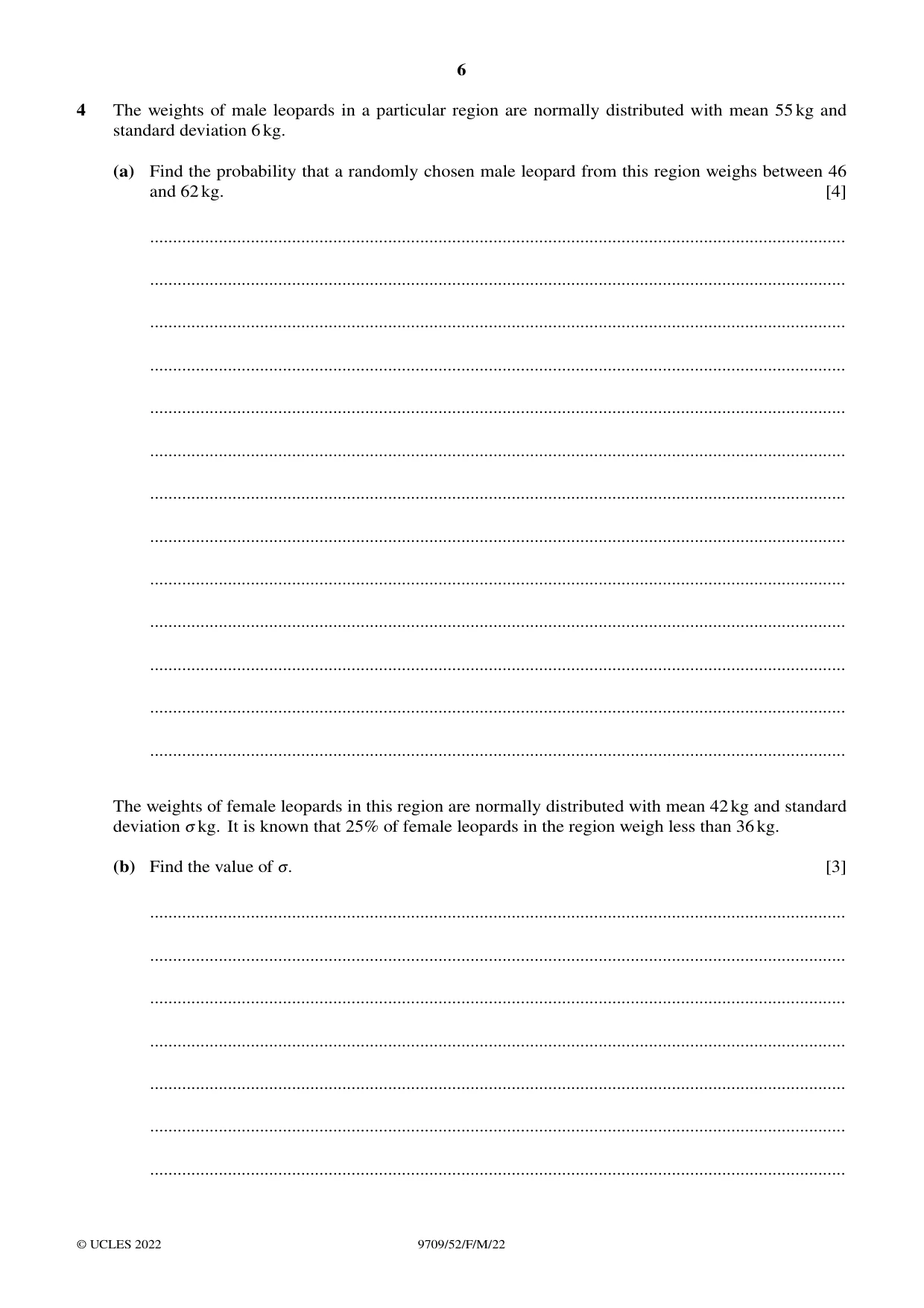 Cambridge A Level Mathematics 9709 2022 Feb/March Paper 5 · Variant 2 question paper, page 6 of 12