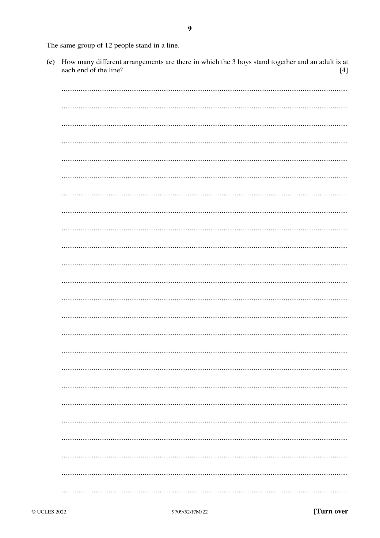 Cambridge A Level Mathematics 9709 2022 Feb/March Paper 5 · Variant 2 question paper, page 9 of 12