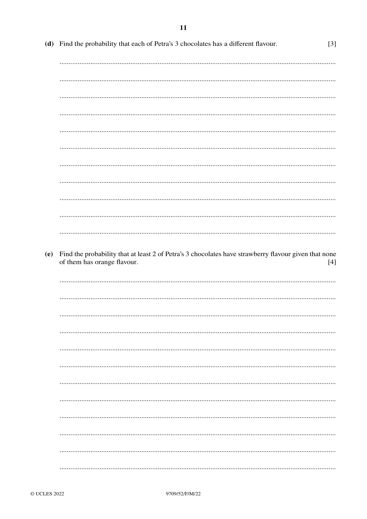 Cambridge A Level Mathematics 9709 2022 Feb/March Paper 5 · Variant 2 question paper, page 11 of 12