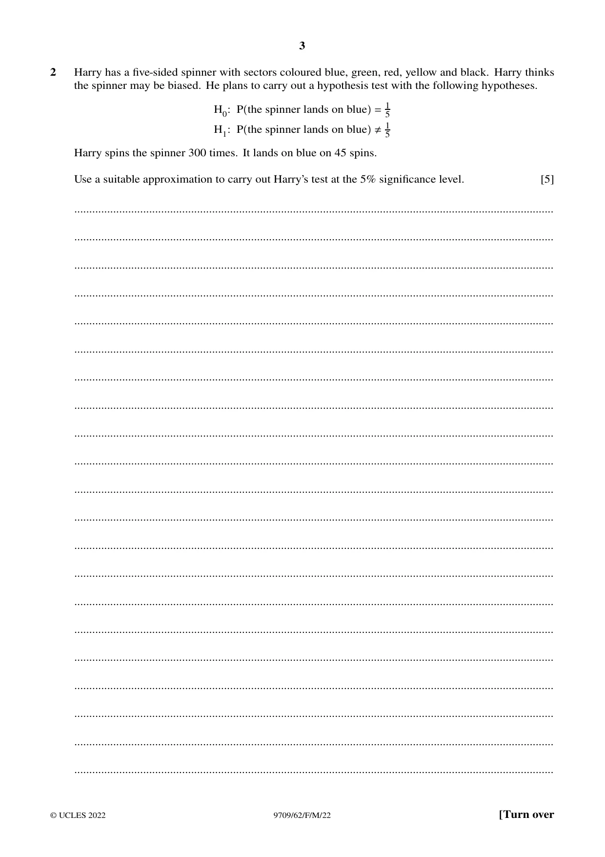 Cambridge A Level Mathematics 9709 2022 Feb/March Paper 6 · Variant 2 question paper, page 3 of 12