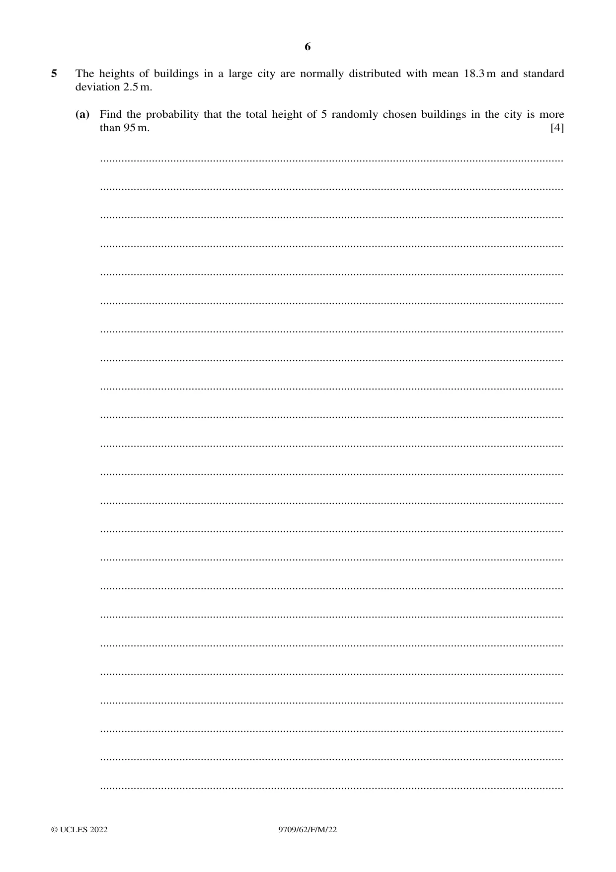 Cambridge A Level Mathematics 9709 2022 Feb/March Paper 6 · Variant 2 question paper, page 6 of 12