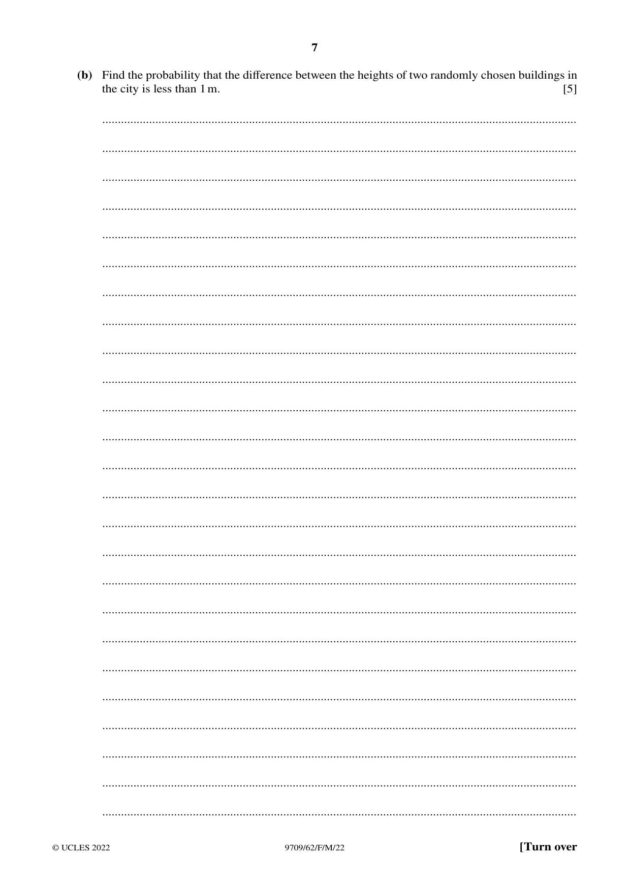 Cambridge A Level Mathematics 9709 2022 Feb/March Paper 6 · Variant 2 question paper, page 7 of 12