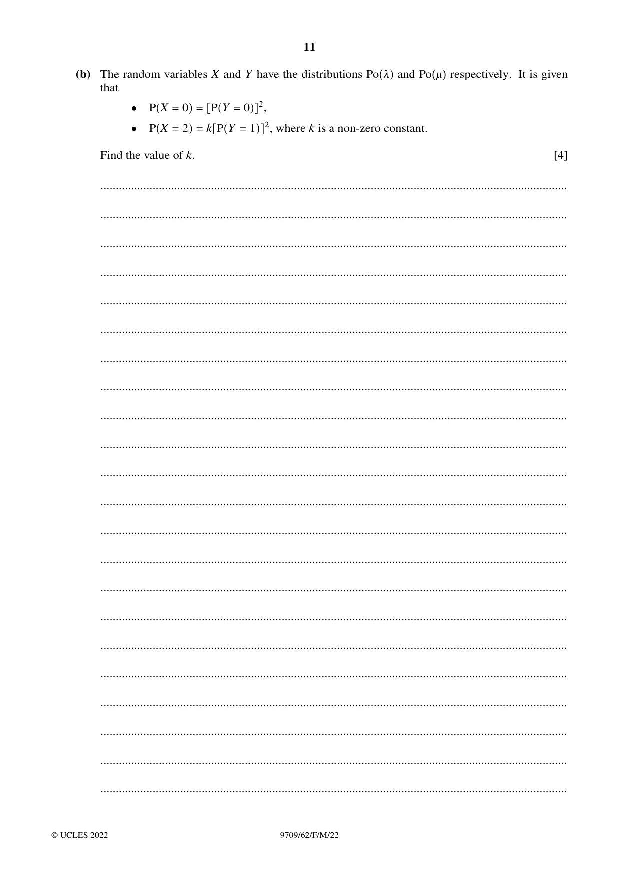 Cambridge A Level Mathematics 9709 2022 Feb/March Paper 6 · Variant 2 question paper, page 11 of 12