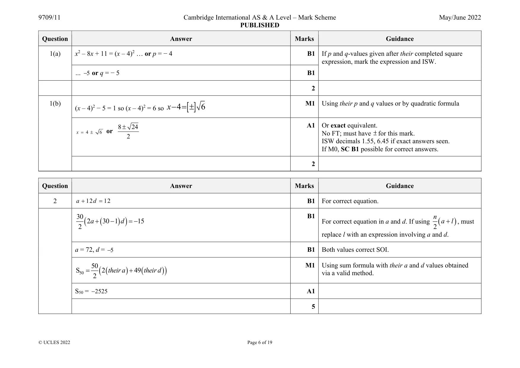 Mark scheme, page 6 of 19