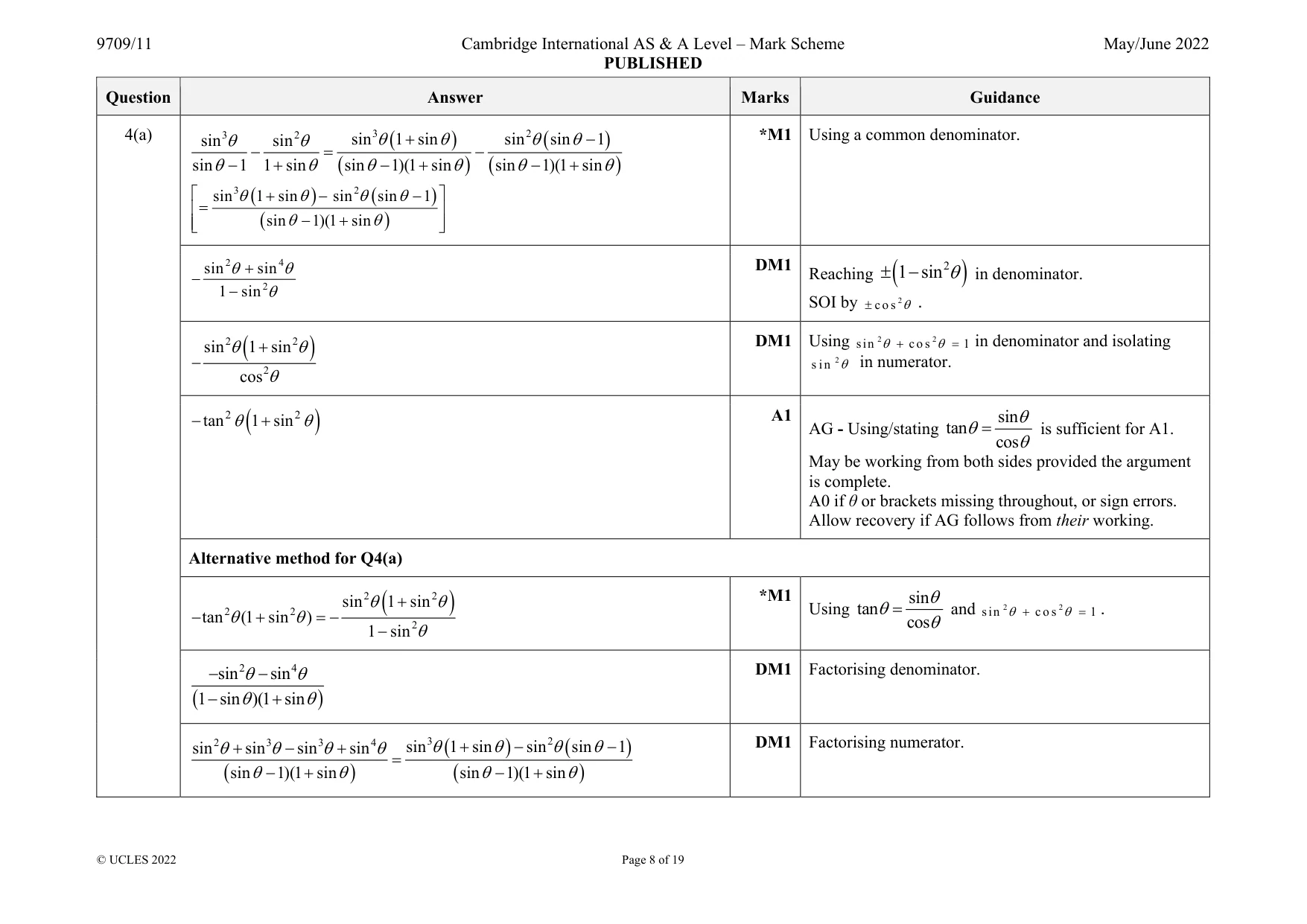 Mark scheme, page 8 of 19