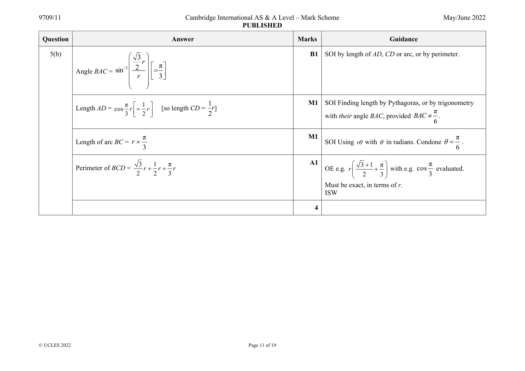 Mark scheme, page 11 of 19