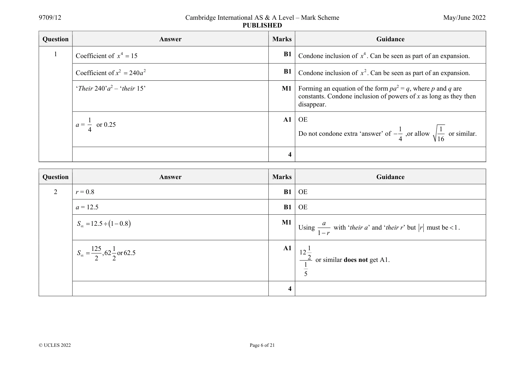 Mark scheme, page 6 of 21