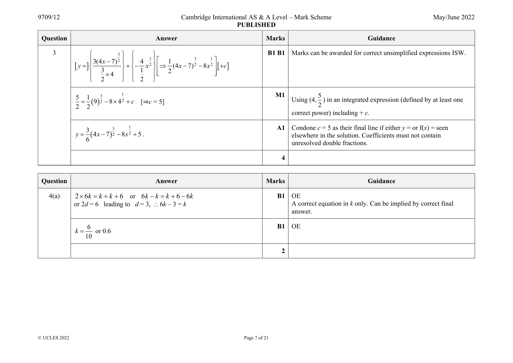 Mark scheme, page 7 of 21