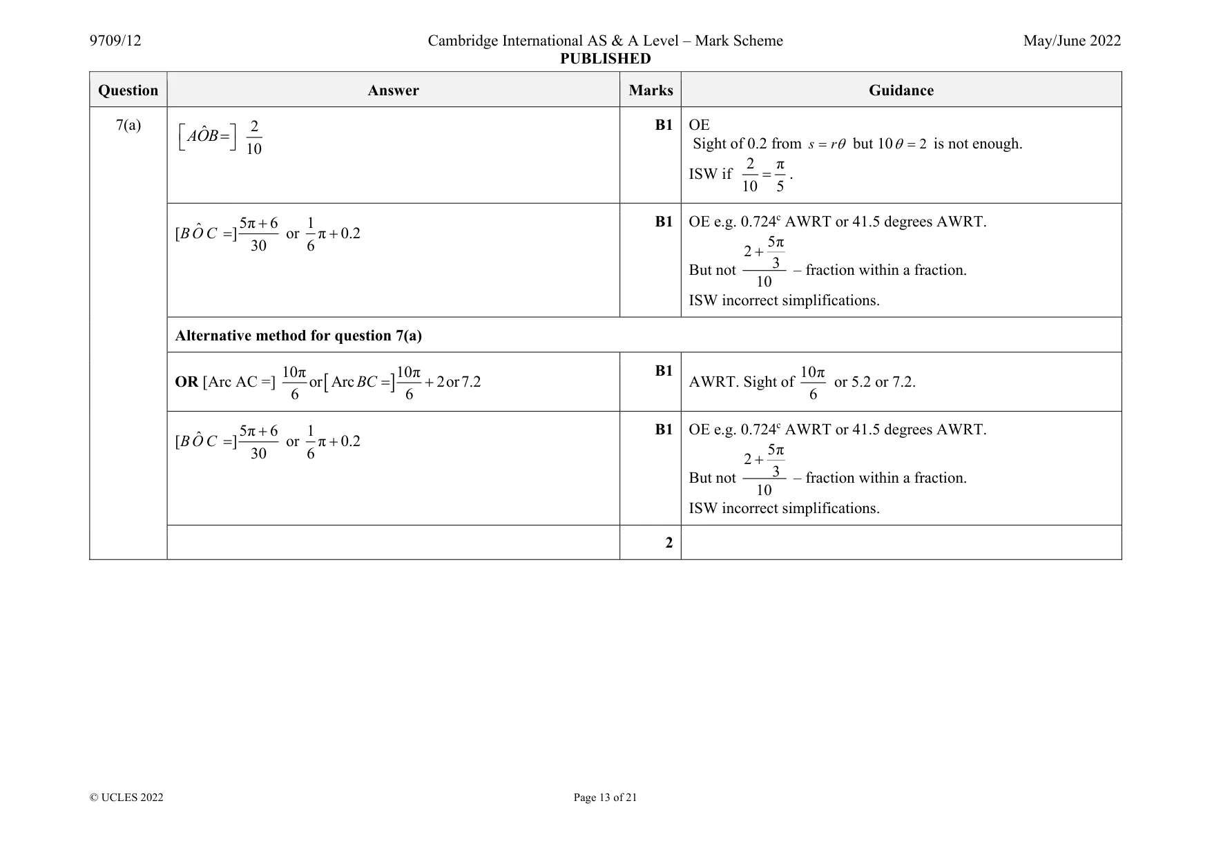 Mark scheme, page 13 of 21