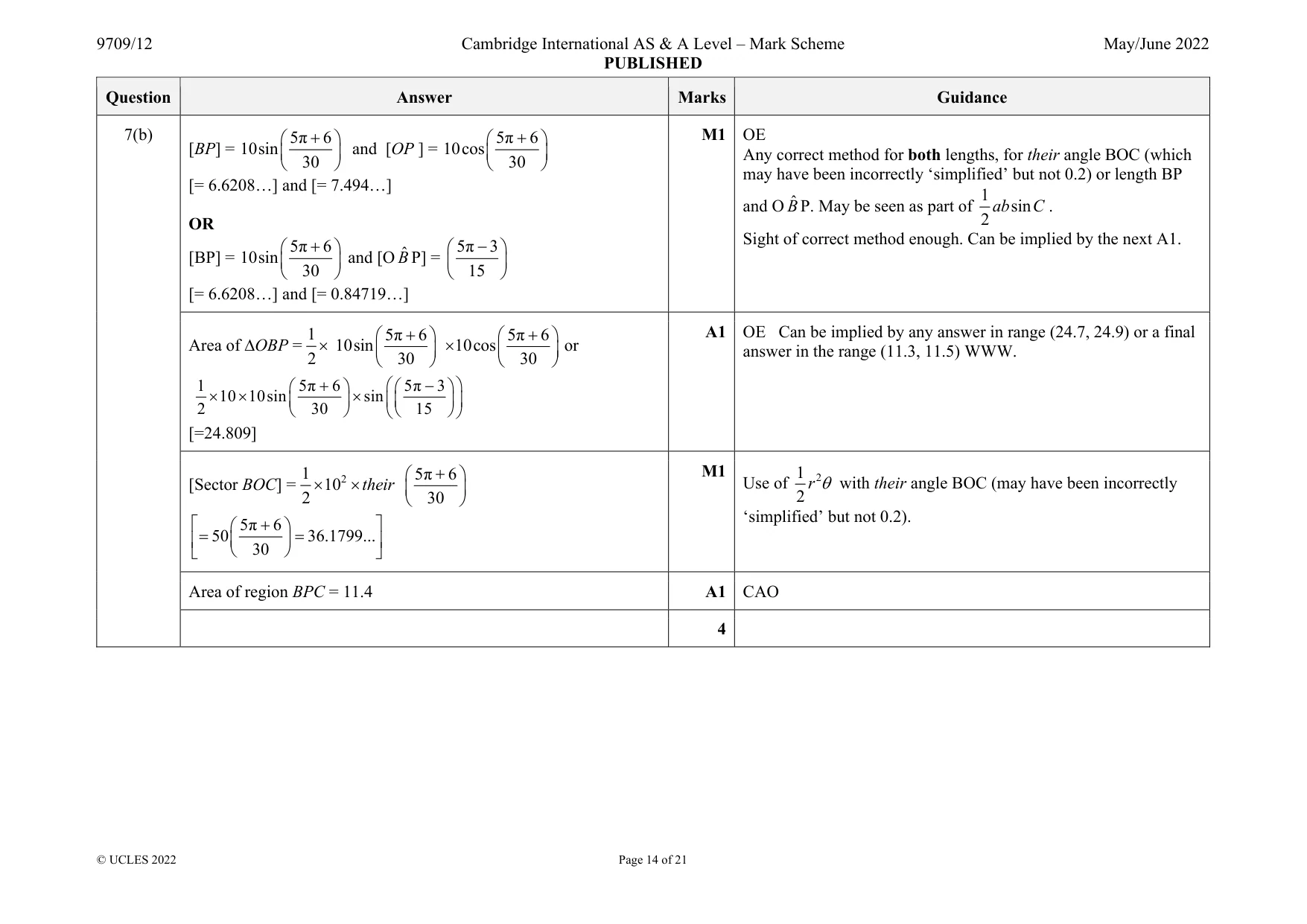 Mark scheme, page 14 of 21