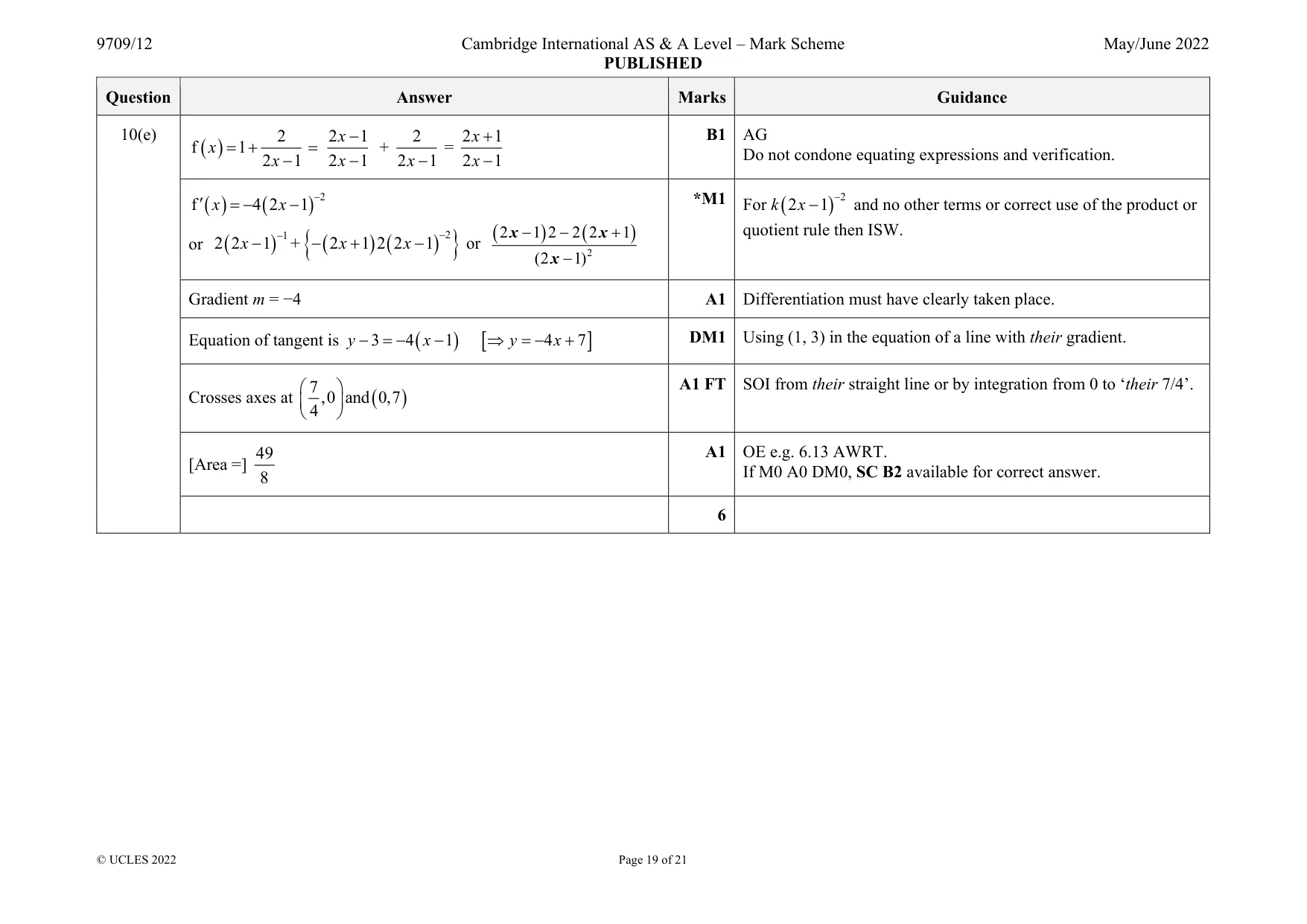 Mark scheme, page 19 of 21