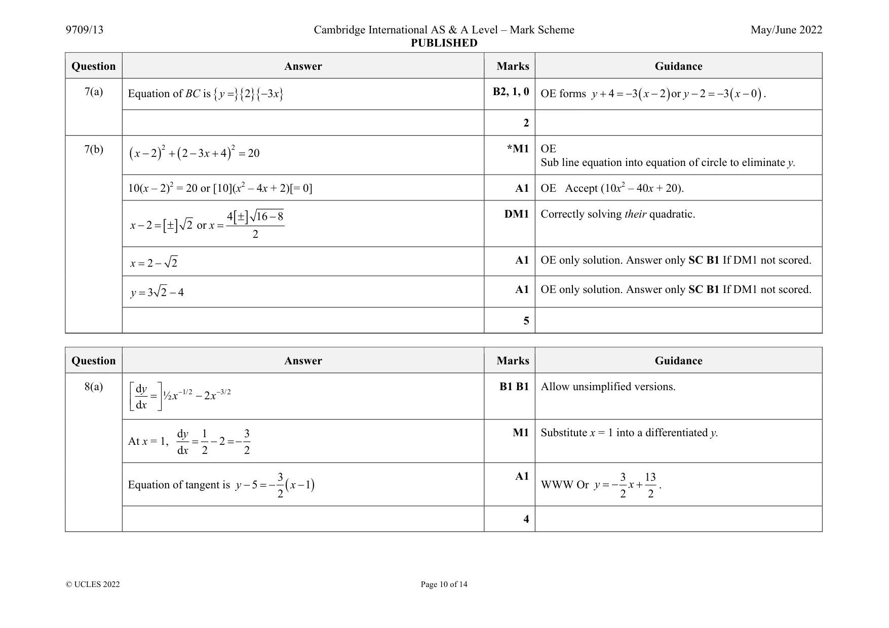 Mark scheme, page 10 of 14