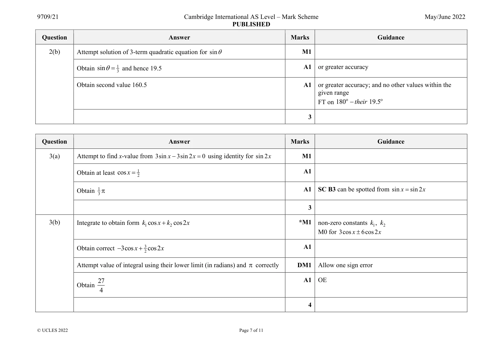 Mark scheme, page 7 of 11