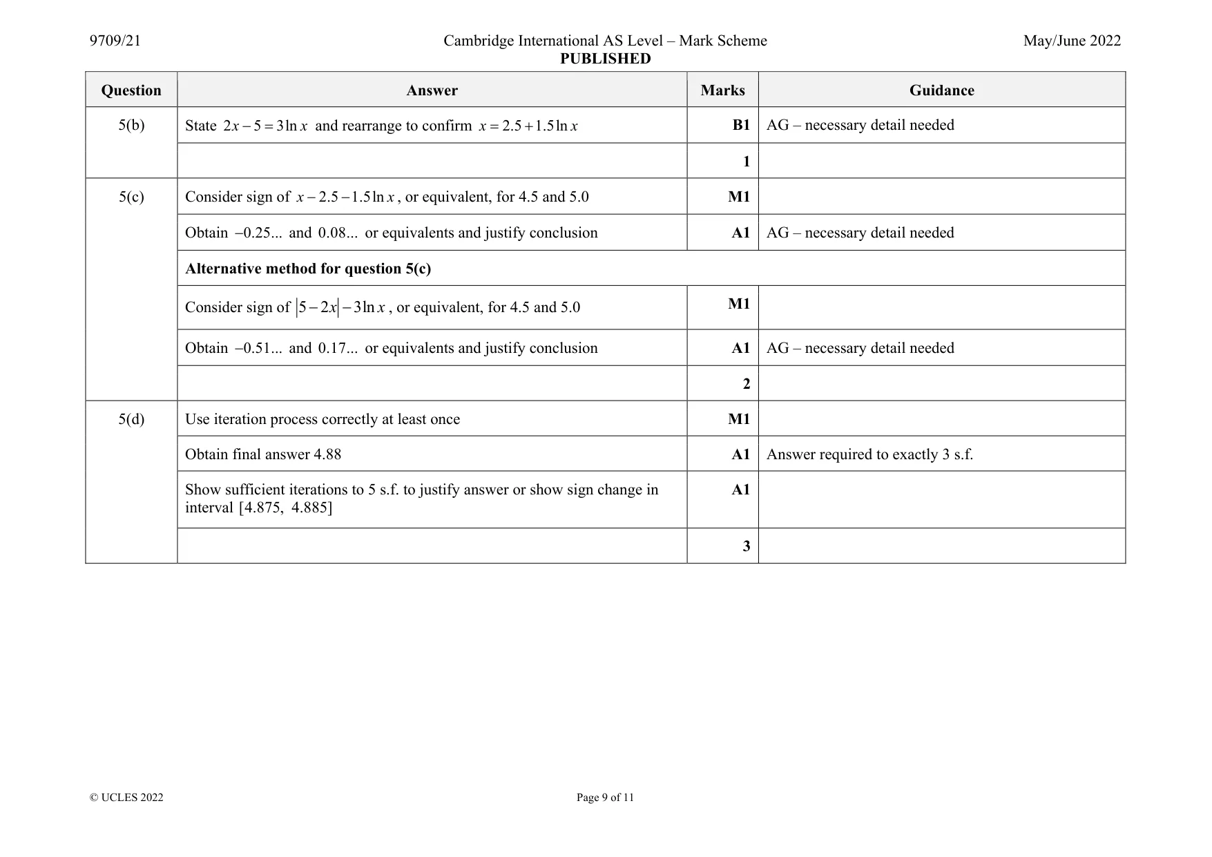 Mark scheme, page 9 of 11