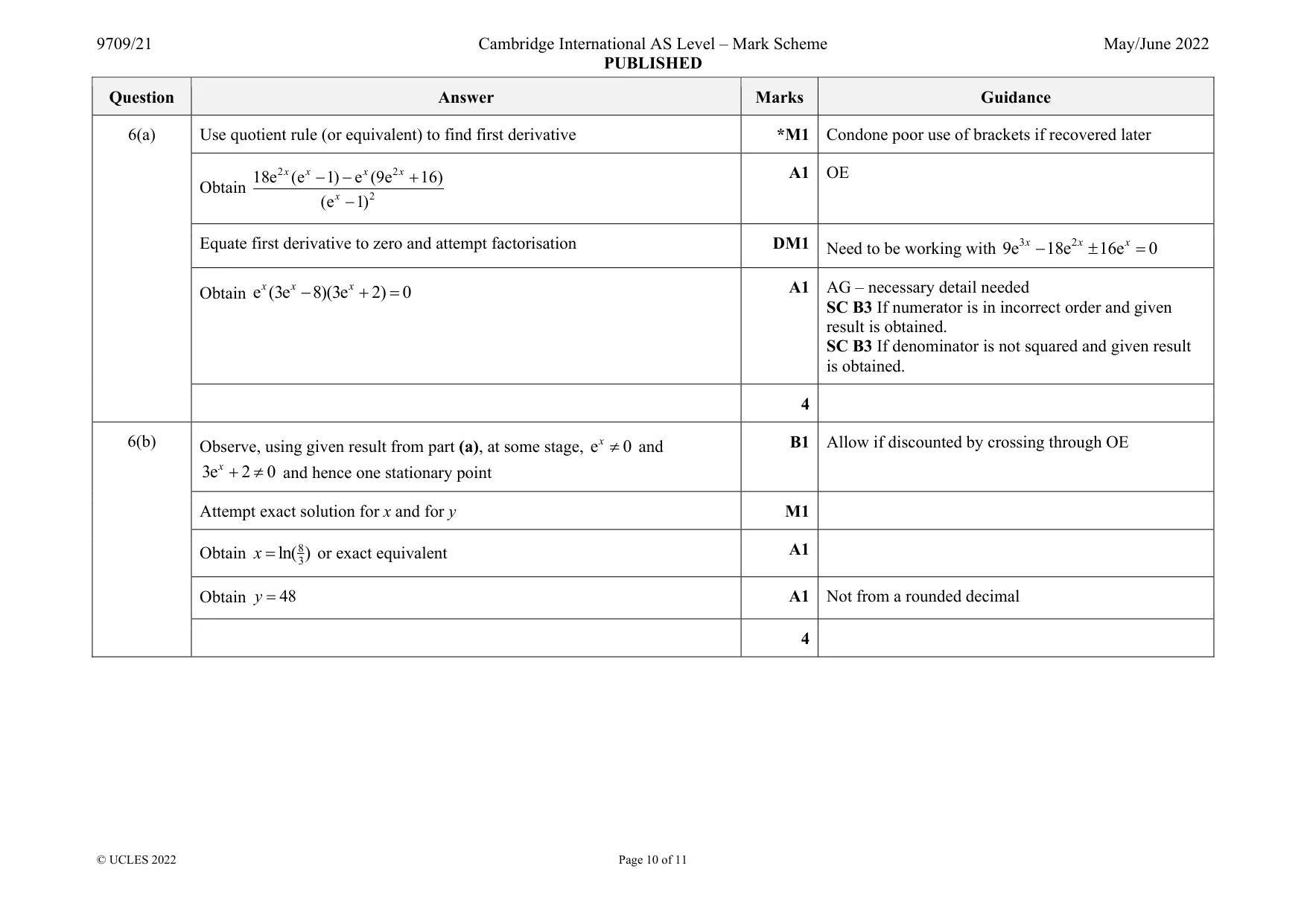 Mark scheme, page 10 of 11