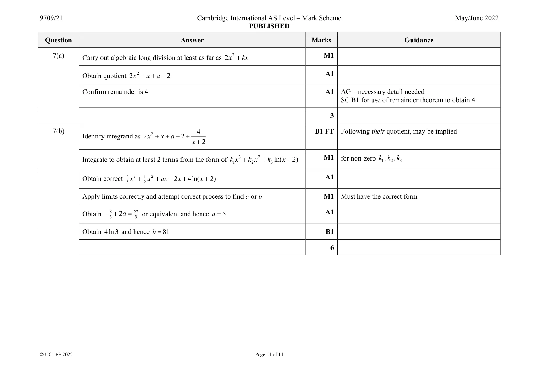 Mark scheme, page 11 of 11