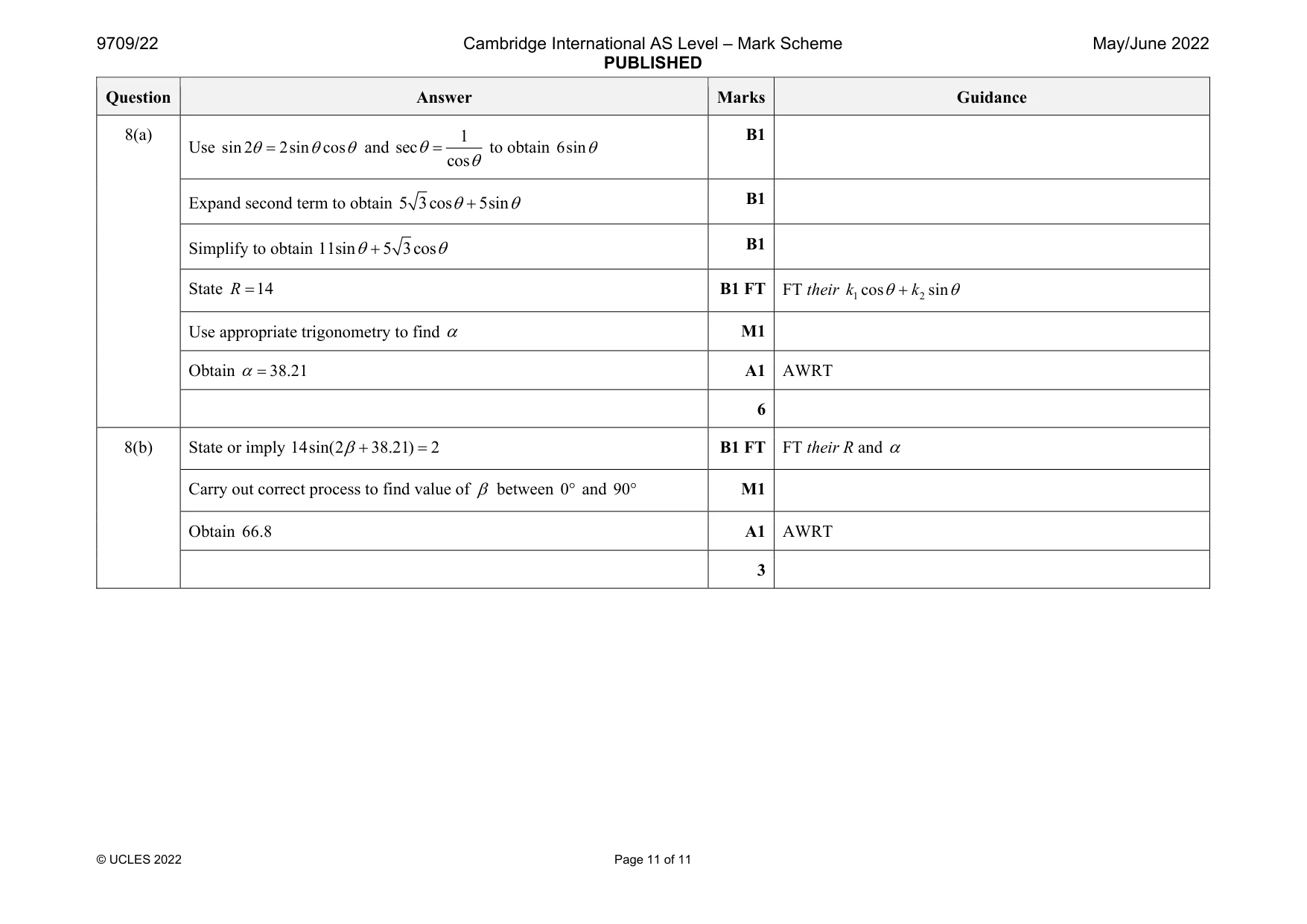 Mark scheme, page 11 of 11