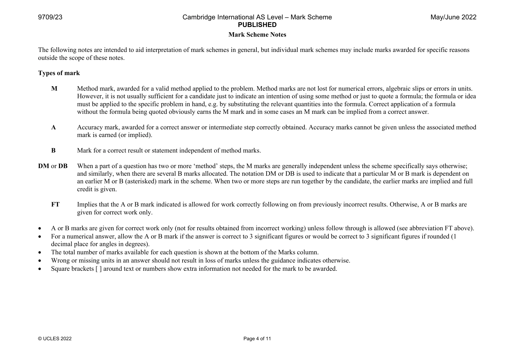 Mark scheme, page 4 of 11