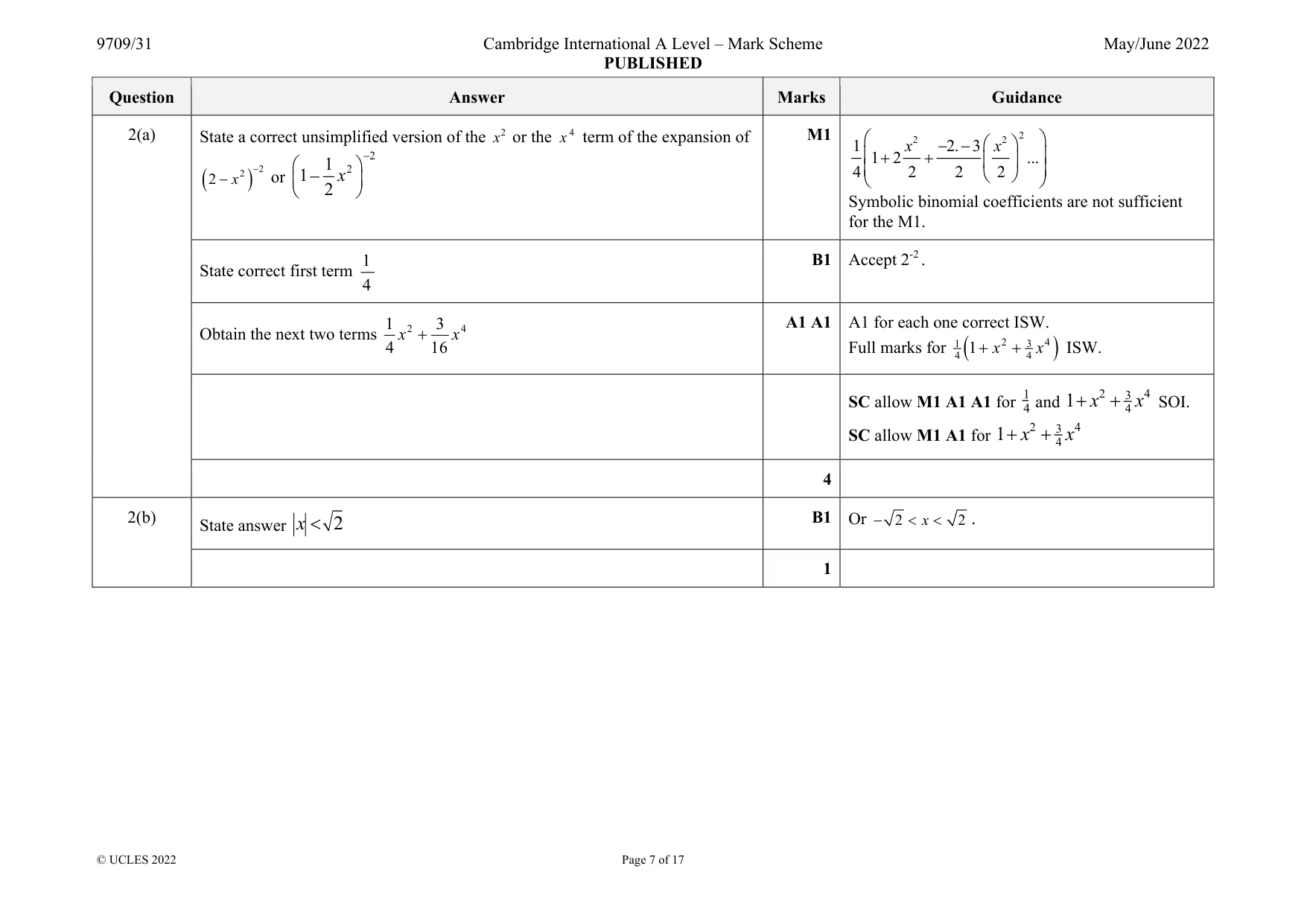 Mark scheme, page 7 of 17