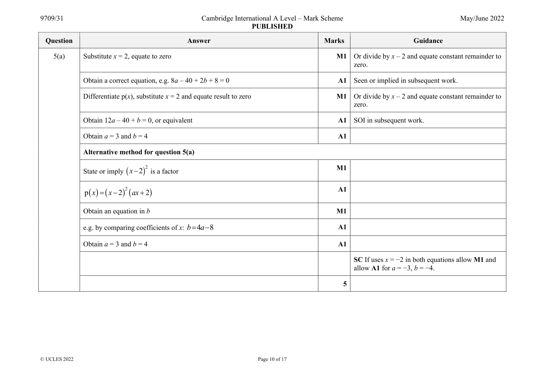 Mark scheme, page 10 of 17
