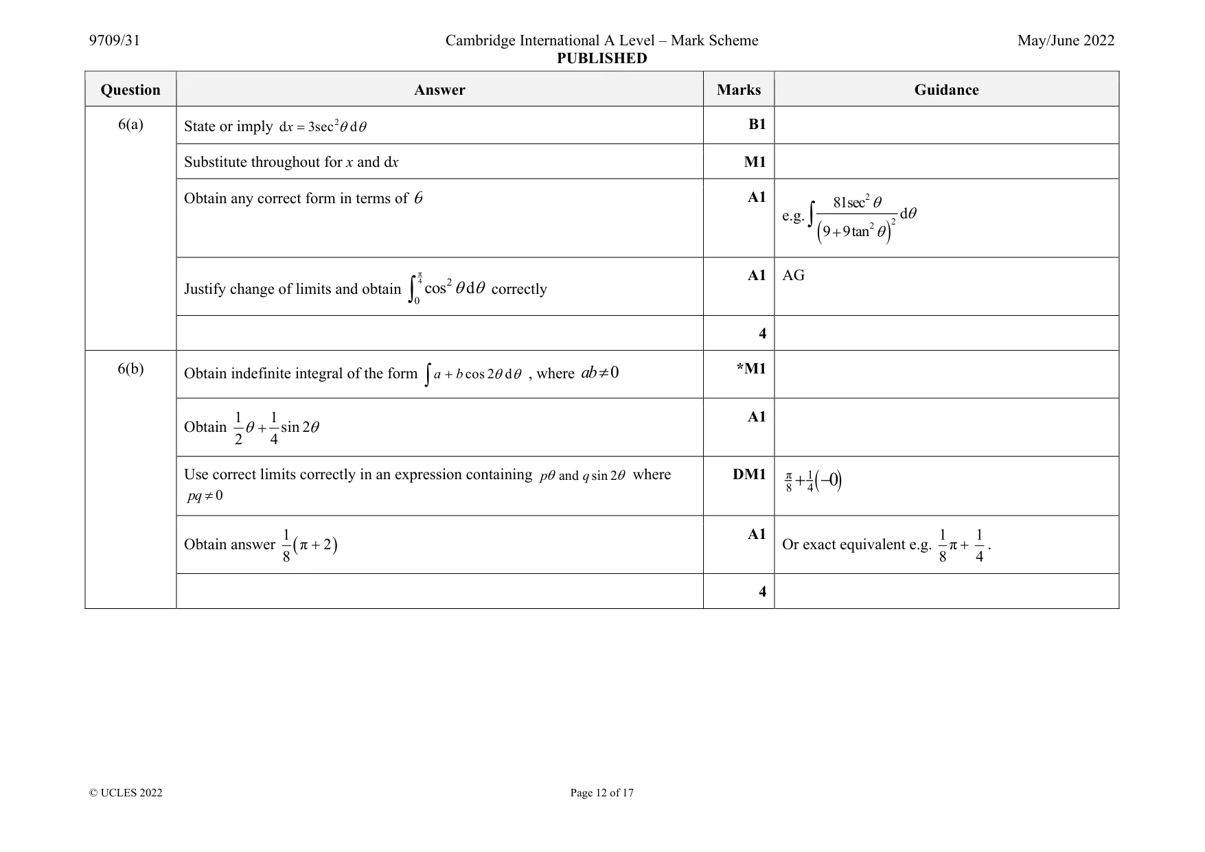 Mark scheme, page 12 of 17