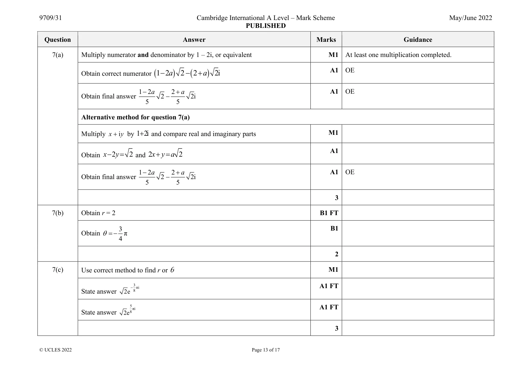 Mark scheme, page 13 of 17