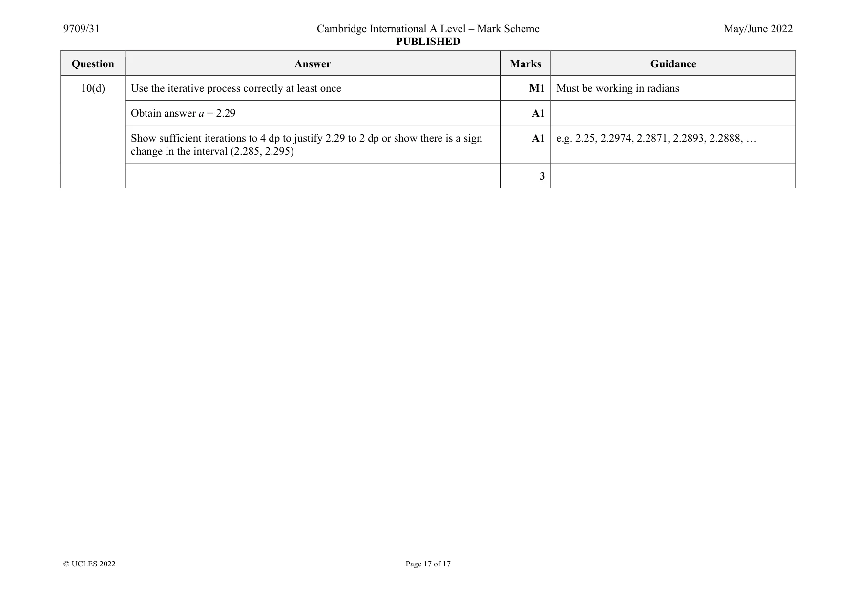 Mark scheme, page 17 of 17
