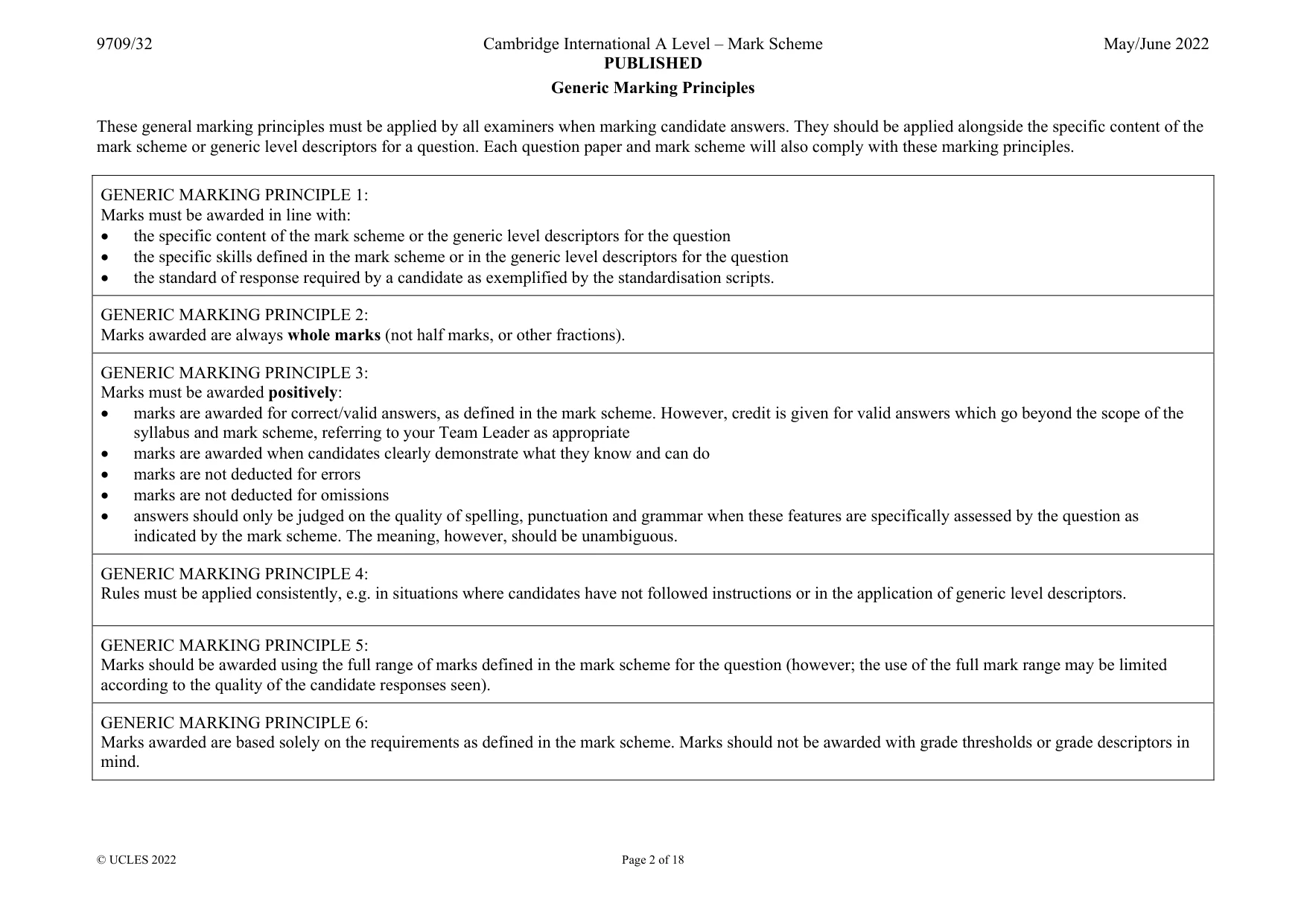 Mark scheme, page 2 of 18