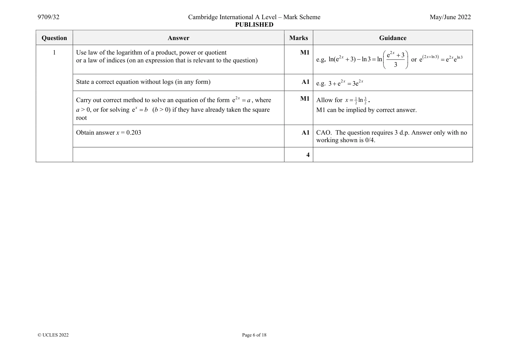 Mark scheme, page 6 of 18
