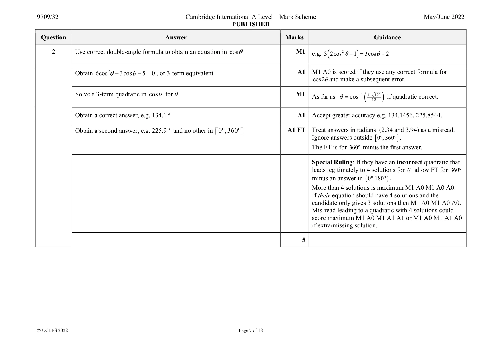 Mark scheme, page 7 of 18