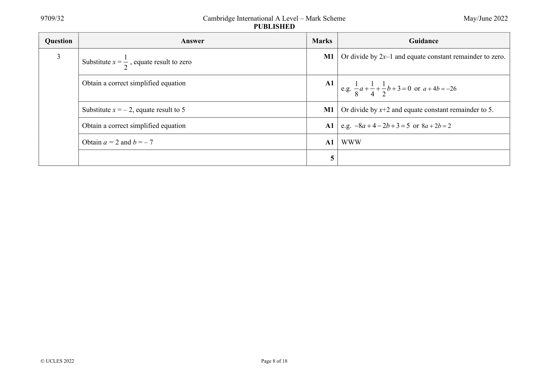 Mark scheme, page 8 of 18