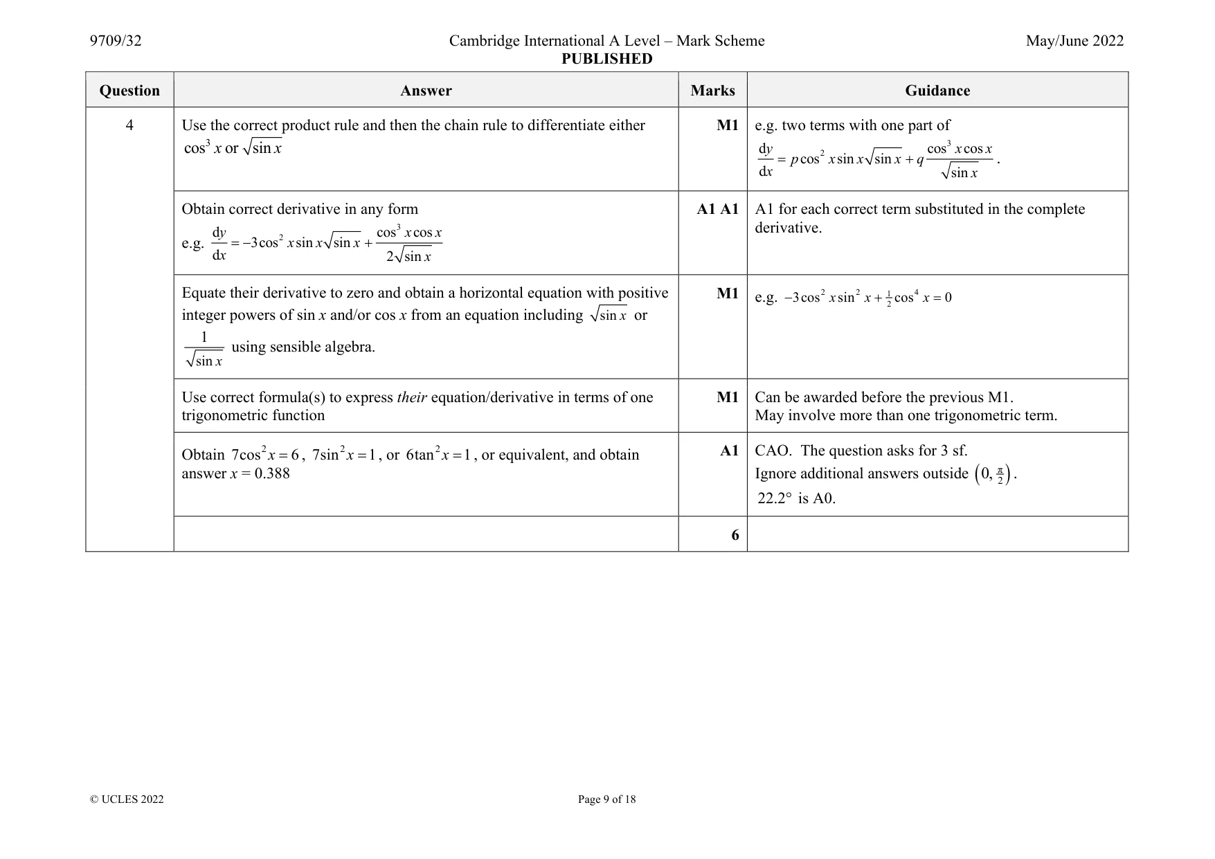 Mark scheme, page 9 of 18