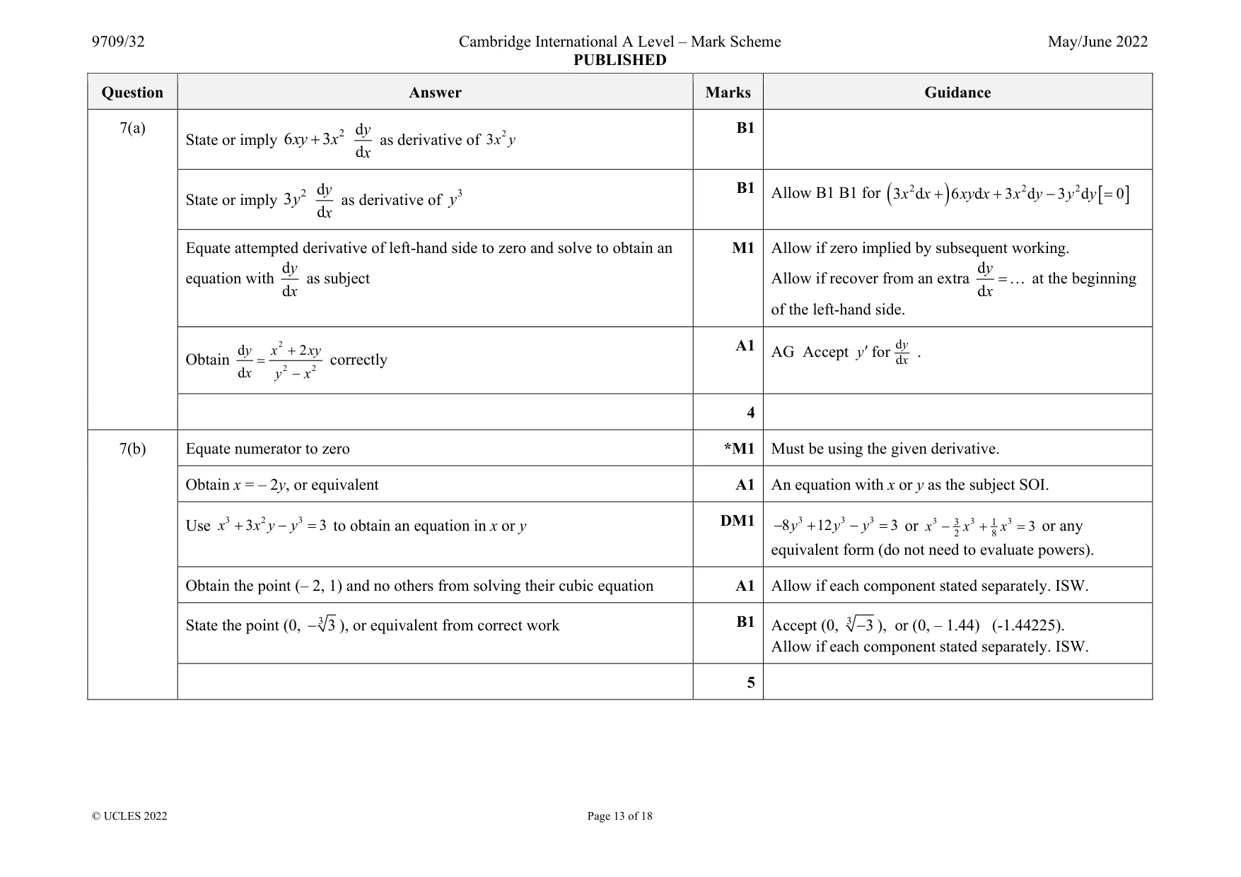 Mark scheme, page 13 of 18
