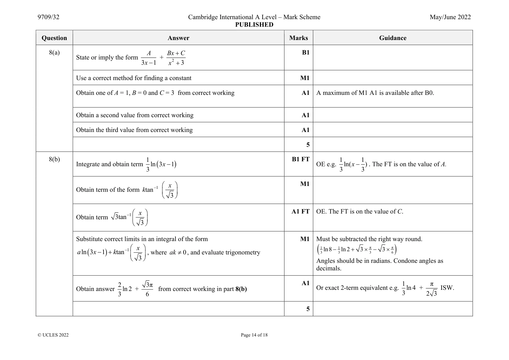 Mark scheme, page 14 of 18