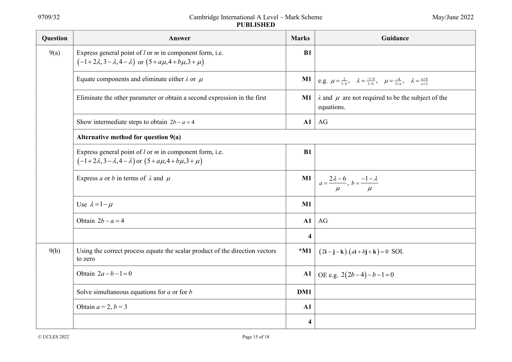 Mark scheme, page 15 of 18