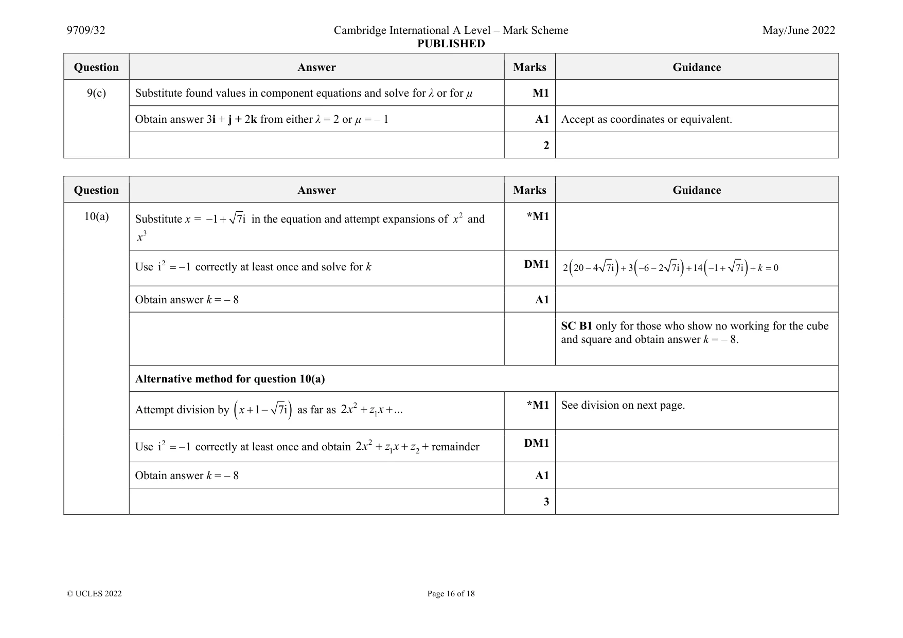 Mark scheme, page 16 of 18