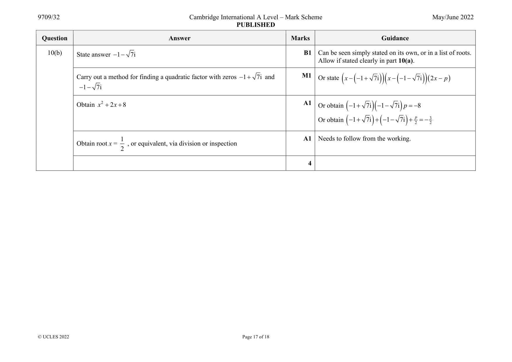 Mark scheme, page 17 of 18