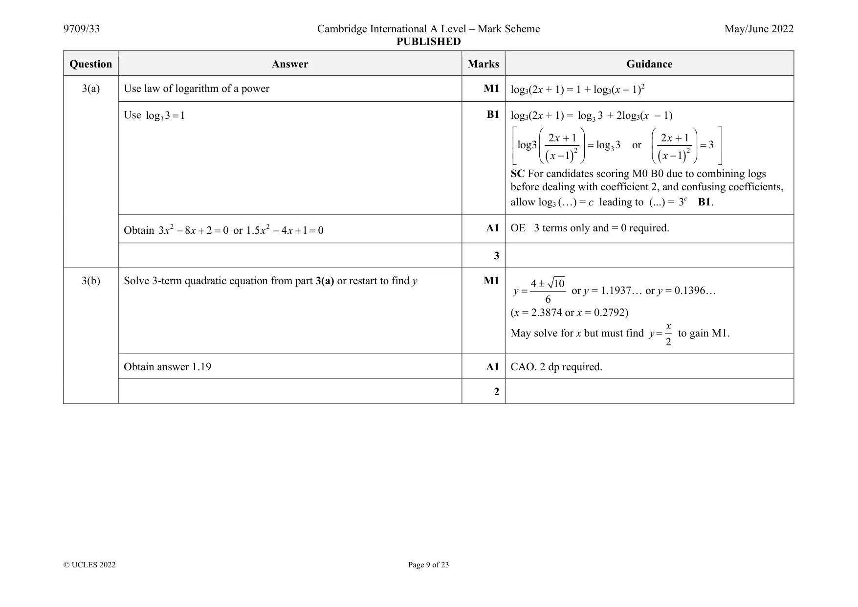 Mark scheme, page 9 of 23