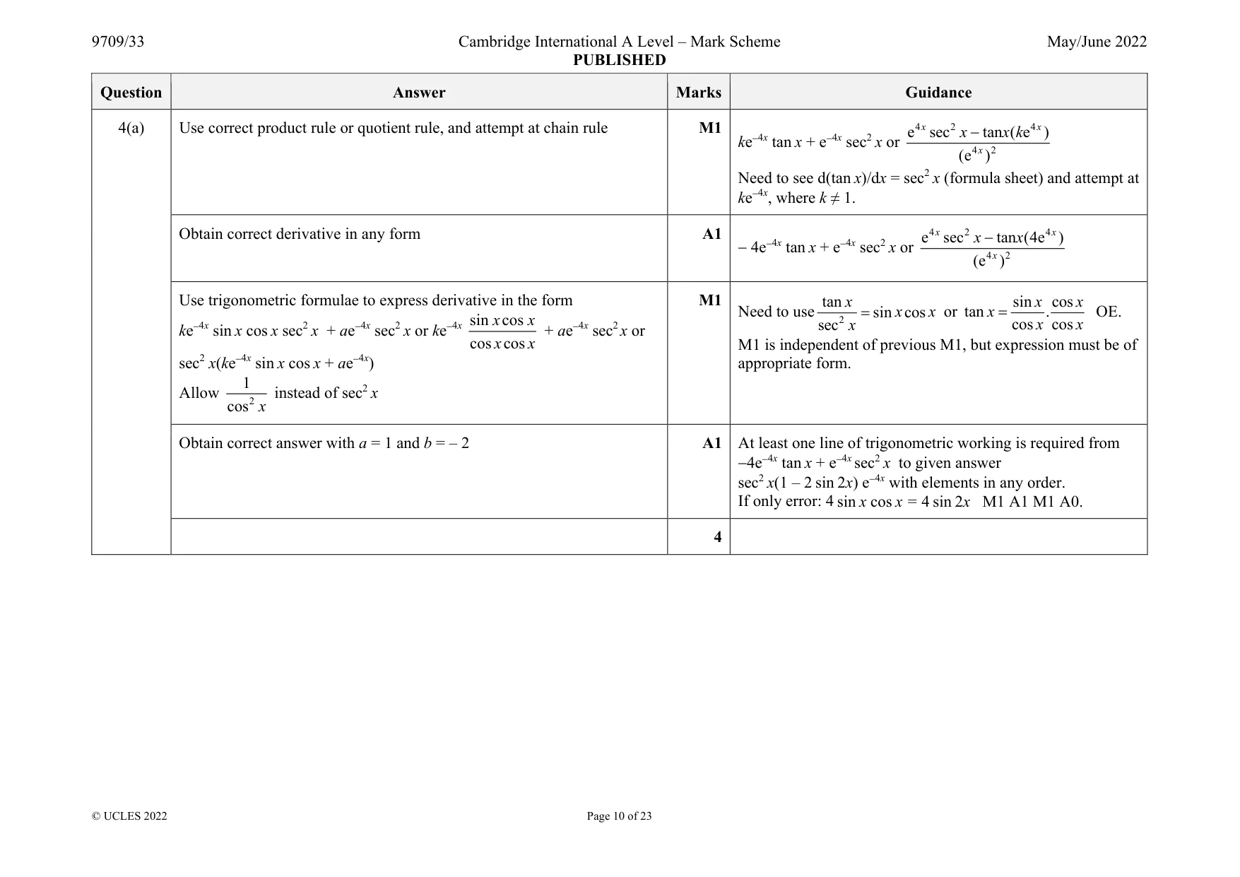 Mark scheme, page 10 of 23