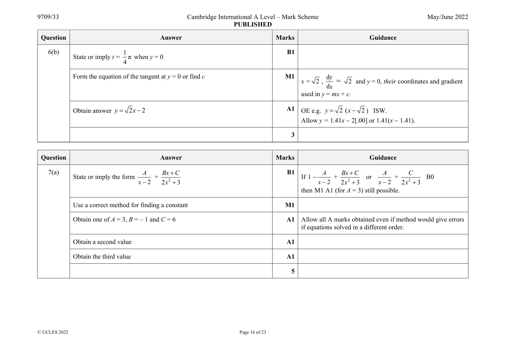 Mark scheme, page 16 of 23