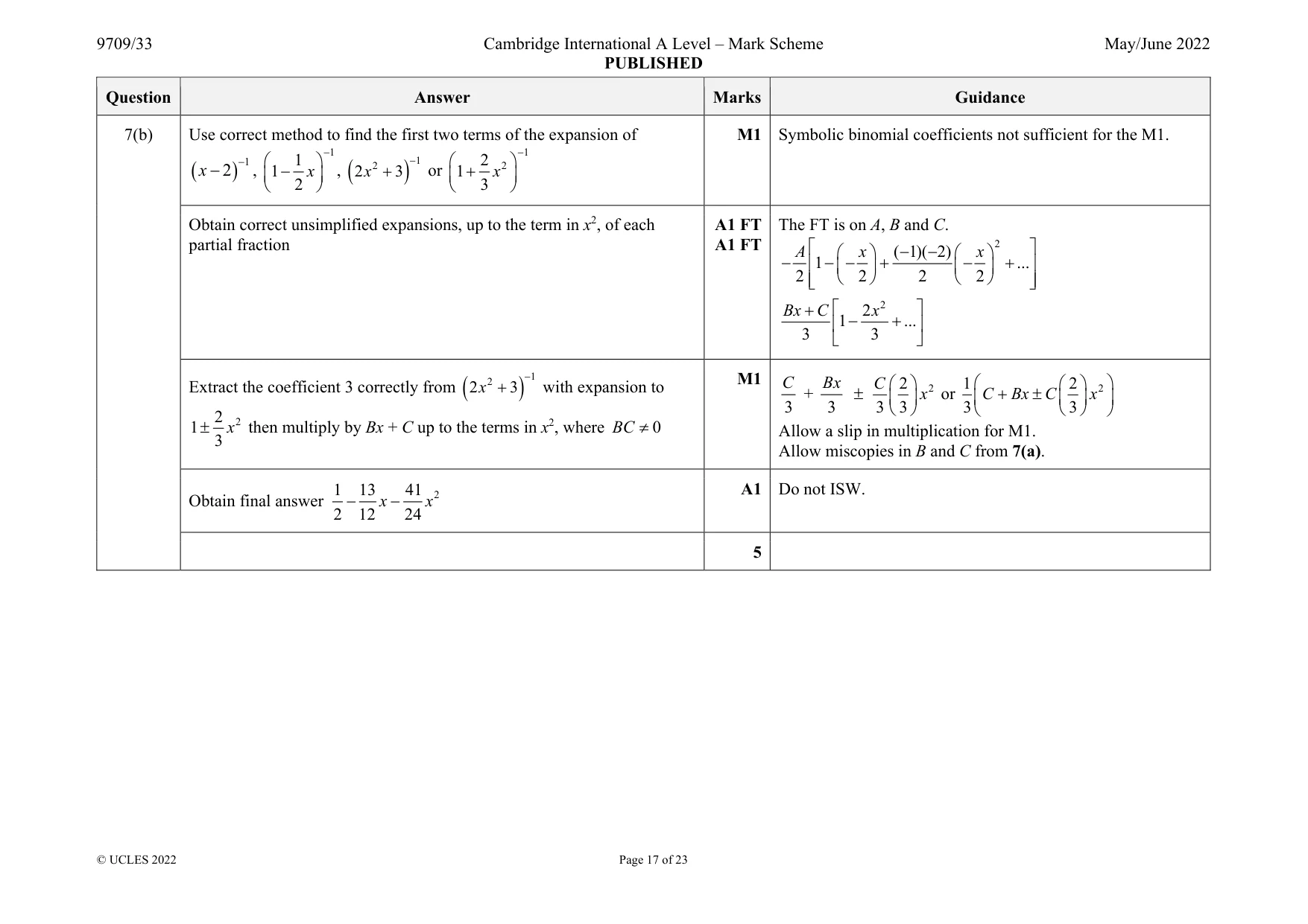 Mark scheme, page 17 of 23