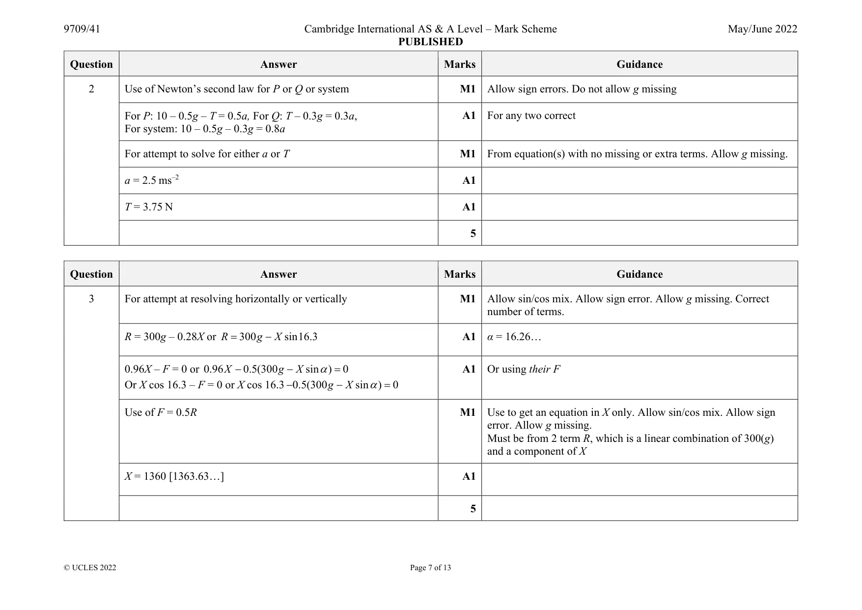 Mark scheme, page 7 of 13