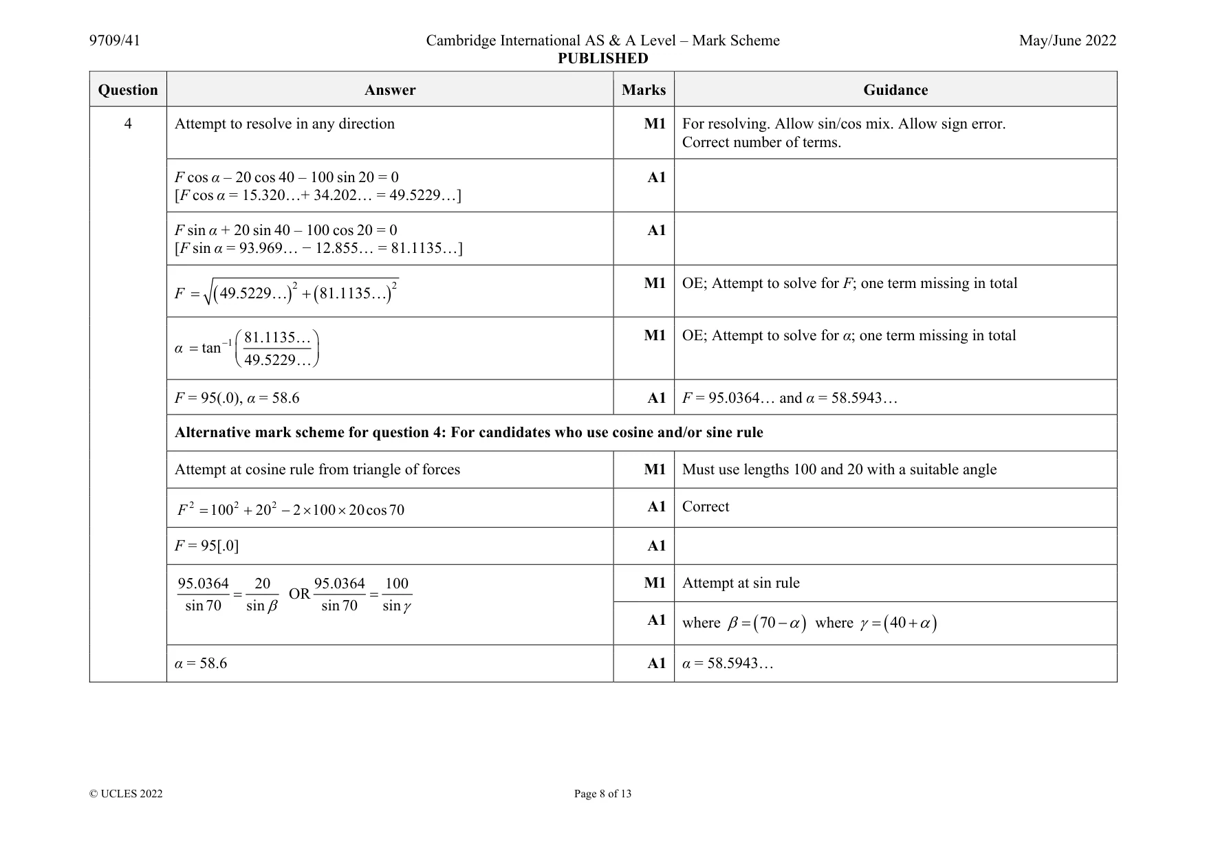 Mark scheme, page 8 of 13
