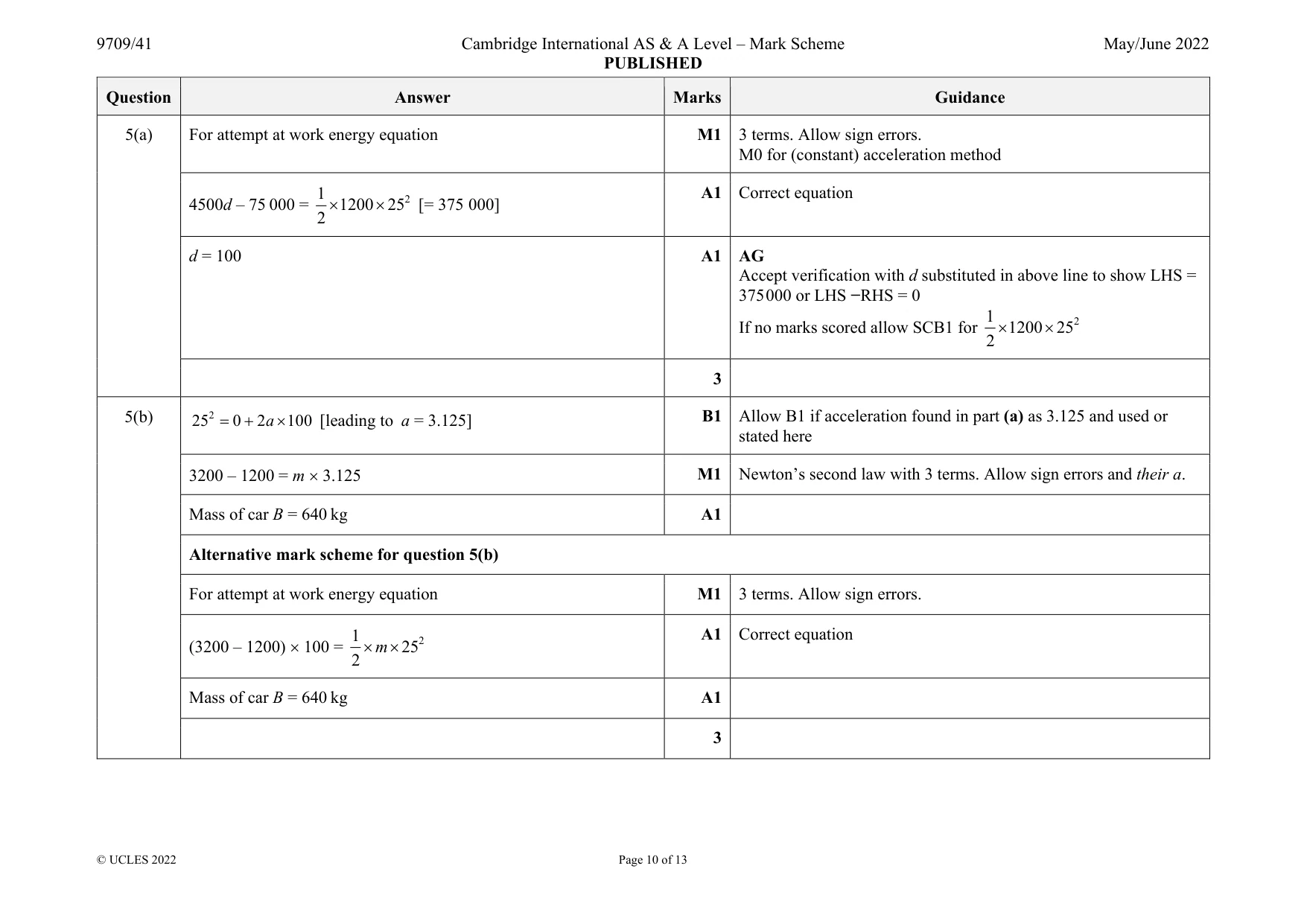 Mark scheme, page 10 of 13