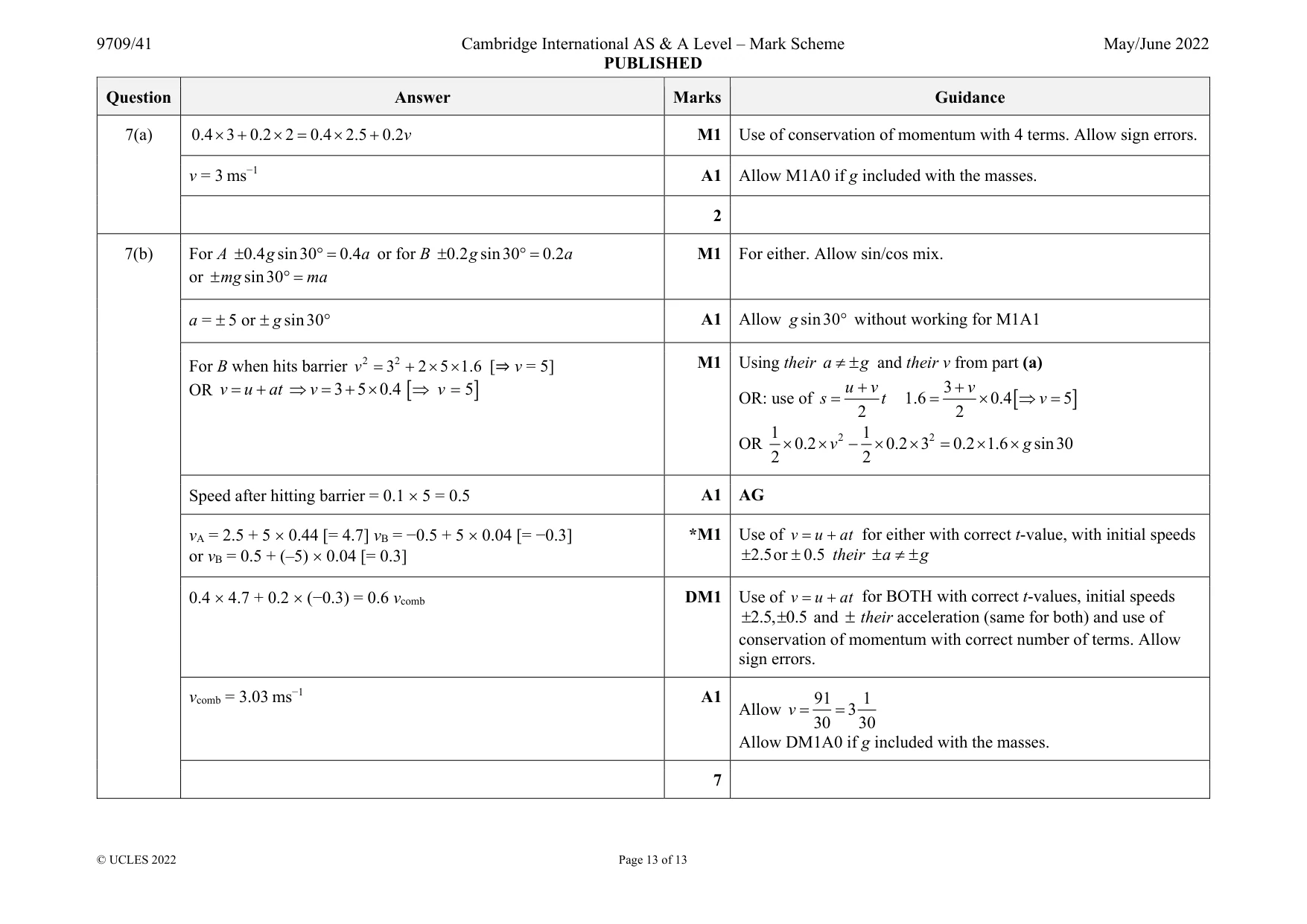 Mark scheme, page 13 of 13