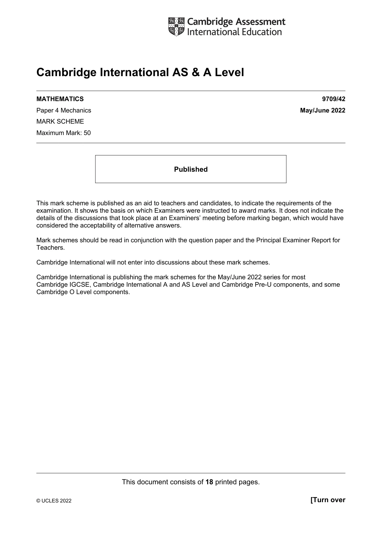 Mark scheme, page 1 of 18