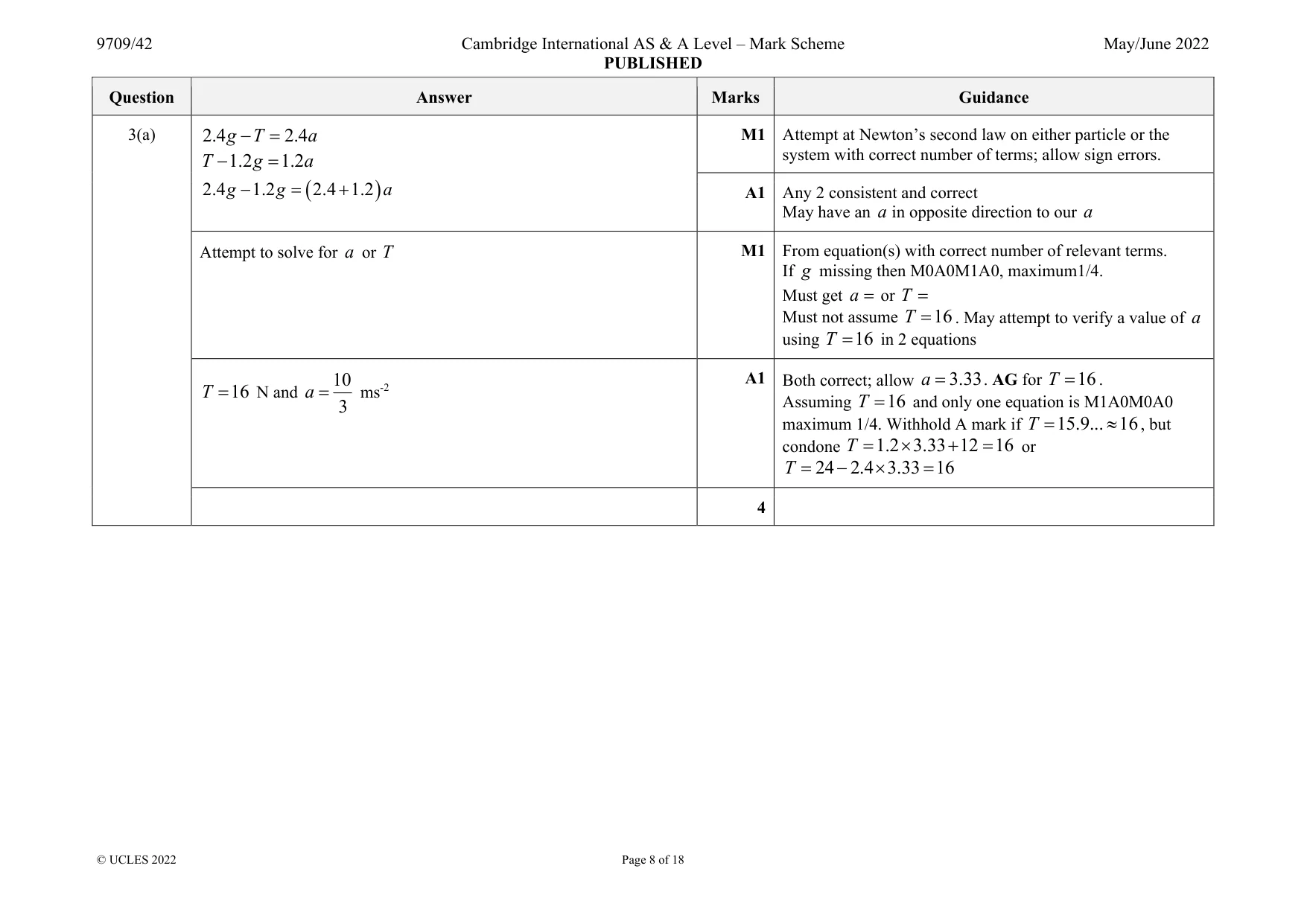 Mark scheme, page 8 of 18