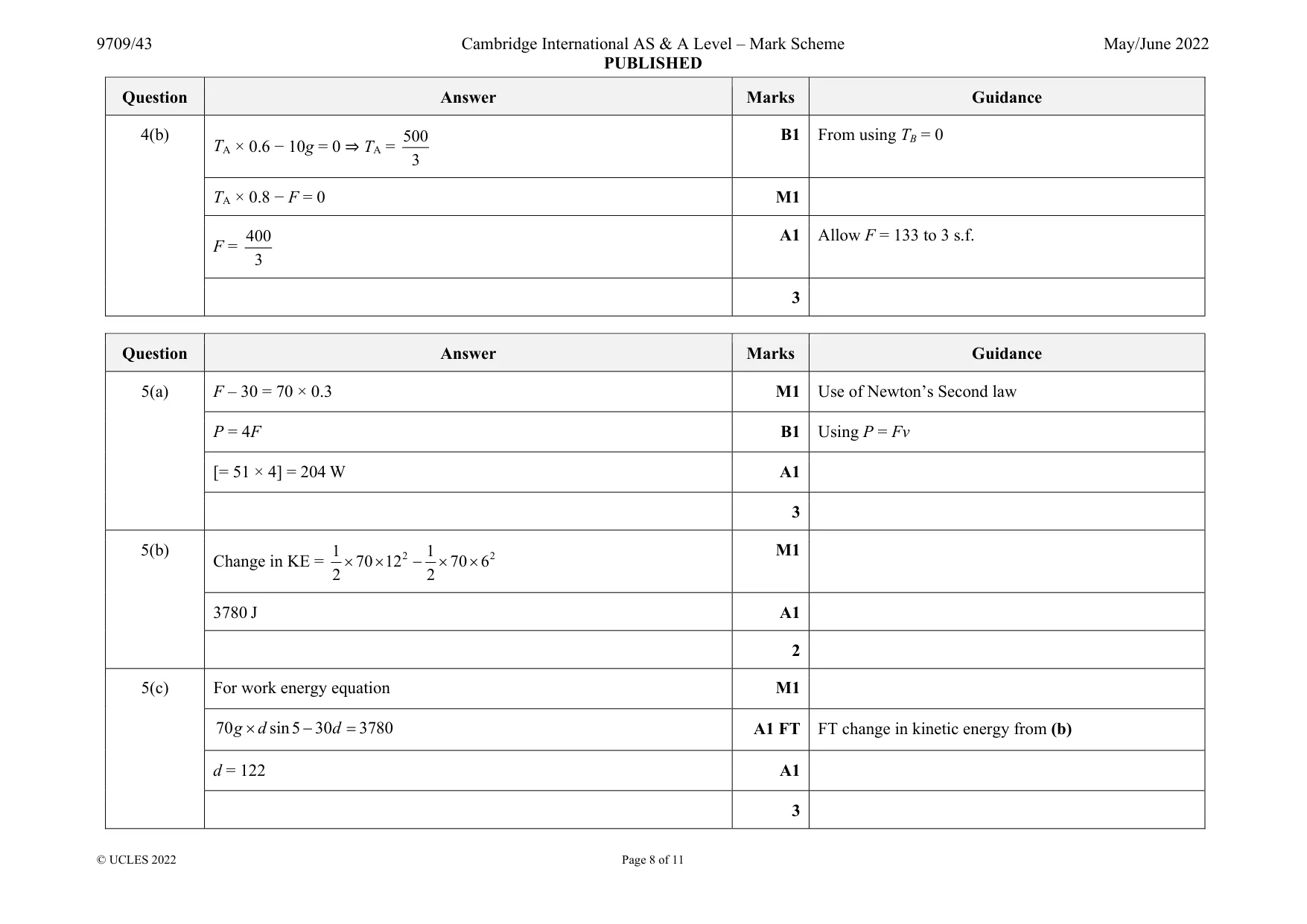 Mark scheme, page 8 of 11
