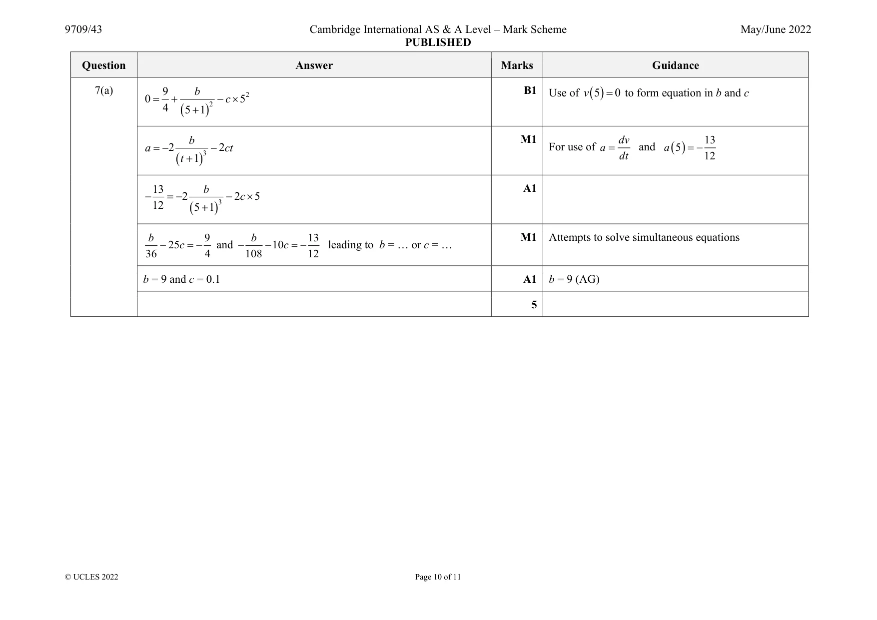 Mark scheme, page 10 of 11