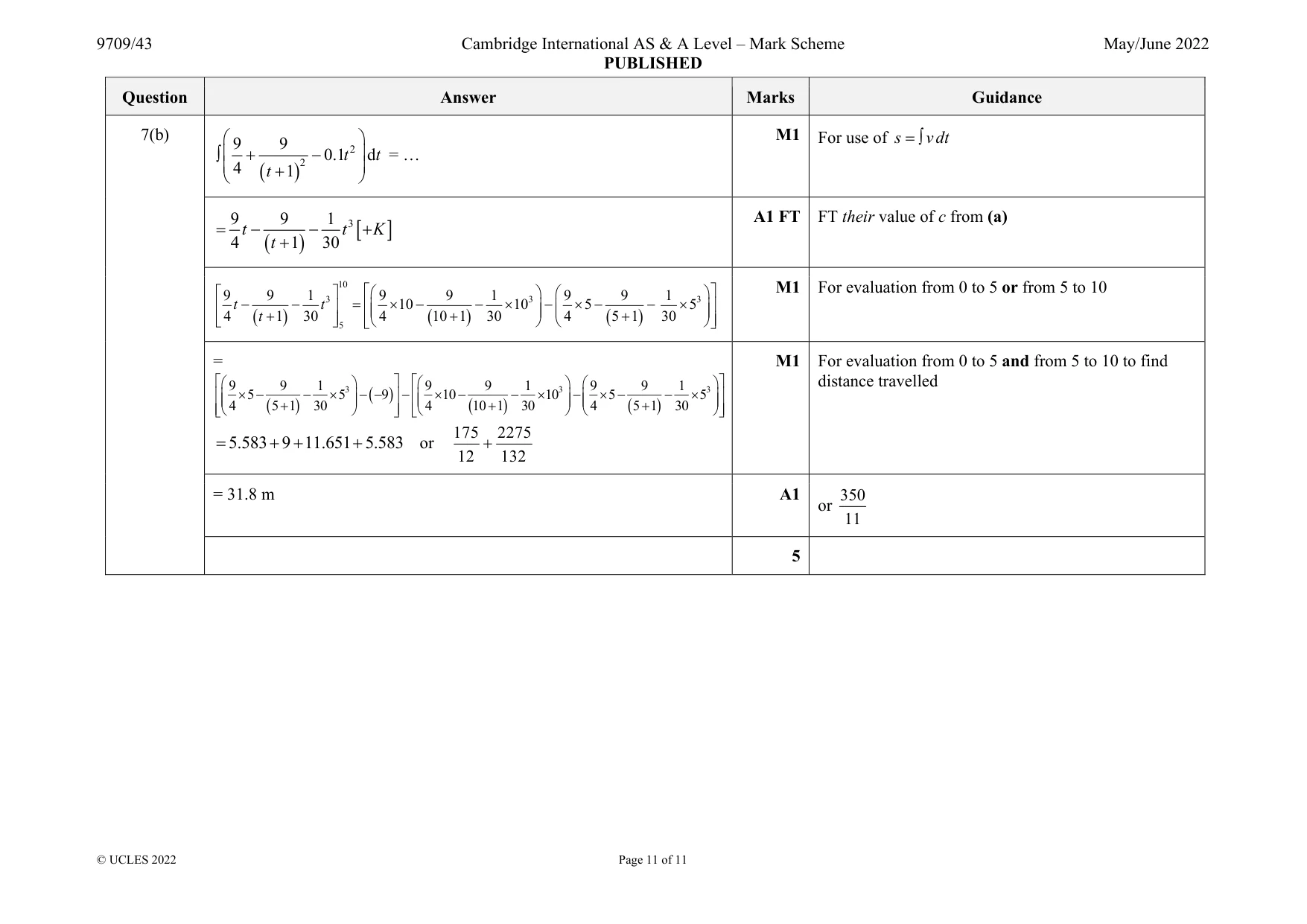 Mark scheme, page 11 of 11